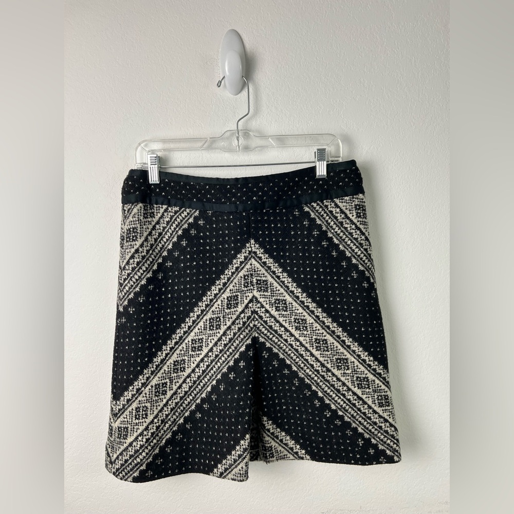 Etcetera Black & White Wool Blend with Ribbon Detail A-line Fall Winter Skirt